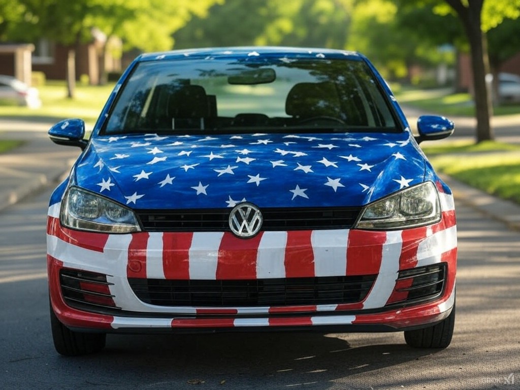 VW Golf mit US Flagge