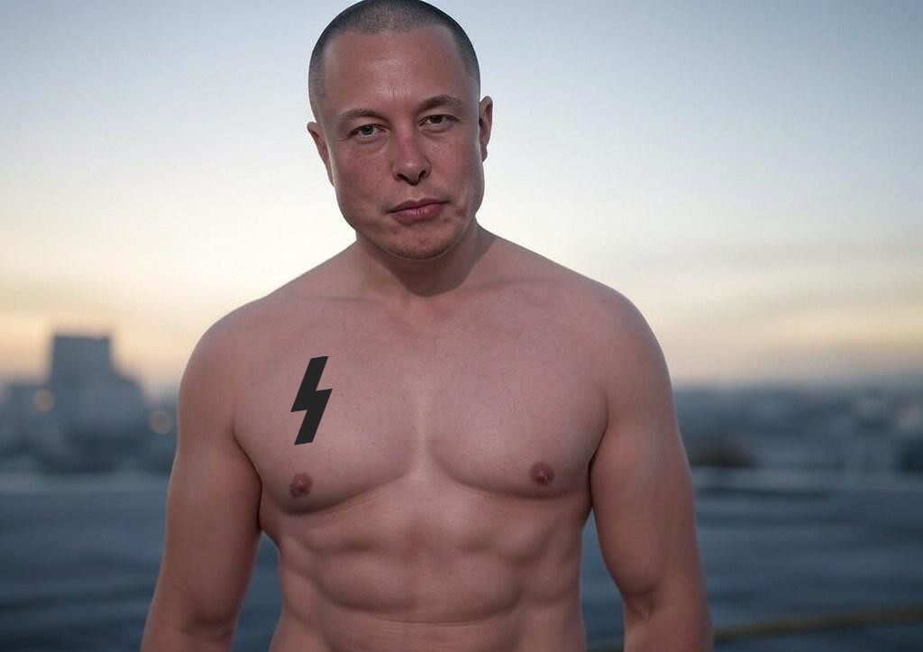 Elon Musk präsentiert neues Blitz-Tattoo